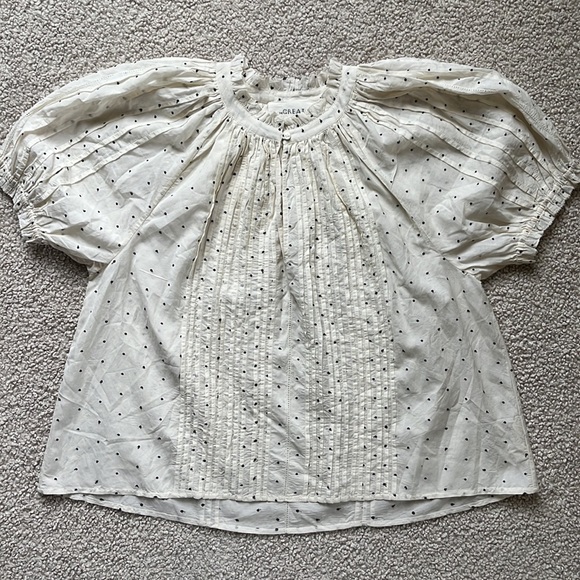 THE GREAT. Cream Polka Dot Blouse - Picture 10 of 13